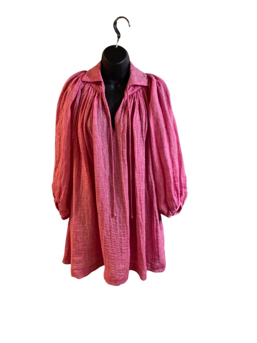 Lisa Marie Fernandez Pink Linen V-Neck Mini Dress NWT Size Sm-Med retail $695